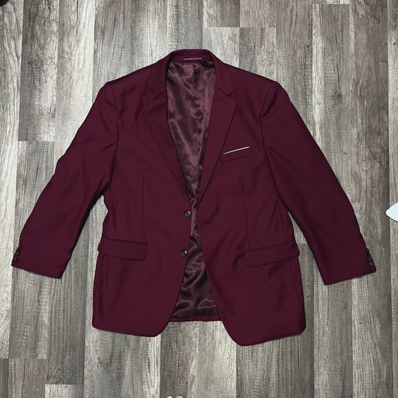 Kudoro Men’s Tuxedo Suit Wine Red M Slim Fit Blazer Vest Pants Formal - Picture 2 of 7